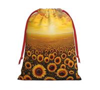 Bolsas de regalo con cordón de varios tamaños, diseño de girasol, puesta de sol, atardecer, mar de flores, bolsas de regalo de tela, para cumpleaños, regalos de vacaciones y mucho más