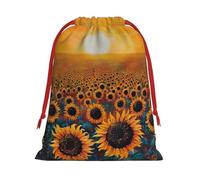 Bolsas de regalo con cordón de varios tamaños, diseño de girasol, puesta de sol, atardecer, mar de flores, bolsas de regalo de tela, para cumpleaños, regalos de vacaciones y mucho más