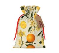 Bolsas de regalo con cordón estampado de flores amarillas y frutas naranjas 02 para fiestas, caramelos, regalos de Navidad, decoración de vacaciones