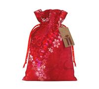Bolsas de regalo con cordón para el día de San Valentín, diseño de corazón rojo con estampado de flores, bolsa de regalo de Navidad, cumpleaños, fiesta de cumpleaños