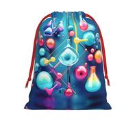 Bolsas de regalo con cordón para fiestas, con diseño abstracto de ciencia, química, ilustración 3D, bolsas especiales para caramelos, regalos de boda, Navidad