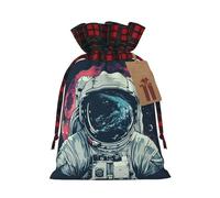 Bolsas de regalo con cordón para Navidad, diseño de astronauta lunar