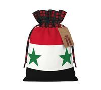 Bolsas de regalo con cordón para Navidad, diseño de bandera de la República Árabe Siria para envolver regalos decorativos