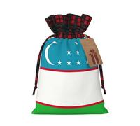 Bolsas de regalo con cordón para Navidad, diseño de bandera de la República de Uzbekistán, para envolver regalos decorativos