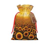Bolsas de regalo con cordón para Navidad, diseño de campo de girasol, atardecer, mar de flores, con tarjetas para decoraciones de fiesta de Navidad