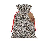 Bolsas de regalo con cordón para Navidad, diseño de piedras de guijarros