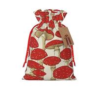 Bolsas de regalo con cordón para Navidad, diseño de setas rojas y blancas