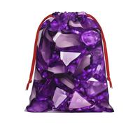 Bolsas de regalo con cordón vibrante con estampado de amatista morada, colección de bolsas de regalo de cumpleaños, bolsas de regalo reutilizables, bolsa de regalo de Navidad