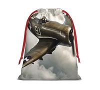 Bolsas de regalo con cordón vibrante con estampado de avión de la Segunda Guerra Mundial, colección de bolsas de regalo de cumpleaños, bolsas de regalo reutilizables, bolsa de regalo de Navidad
