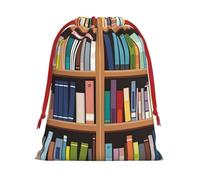 Bolsas de regalo con cordón vibrante con estampado de biblioteca, colección de bolsas de regalo de cumpleaños, bolsas de regalo reutilizables, bolsa de regalo de Navidad