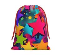 Bolsas de regalo con cordón vibrante con estampado de estrellas de arco iris, colección de bolsas de regalo de cumpleaños, bolsas de regalo reutilizables, bolsa de regalo de Navidad