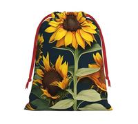 Bolsas de regalo con cordón vibrante con estampado de girasol y flores silvestres, colección de bolsas de regalo de cumpleaños, bolsas de regalo reutilizables, bolsa de regalo de Navidad