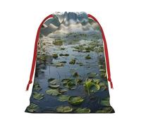 Bolsas de regalo con cordón vibrante con estampado de lago pacífico, colección de bolsas de regalo de cumpleaños, bolsas de regalo reutilizables, bolsa de regalo de Navidad