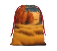 Bolsas de regalo con cordón vibrante con estampado de paisaje de hierba dorada otoñal, colección de bolsas de regalo de cumpleaños, bolsas de regalo reutilizables, bolsa de regalo de Navidad