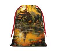 Bolsas de regalo con cordón vibrante con estampado de pintura histórica, colección de bolsas de regalo de cumpleaños, bolsas de regalo reutilizables, bolsa de regalo de Navidad