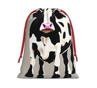 Bolsas de regalo con cordón vibrante con estampado de puntos negros de vaca, colección de bolsas de regalo de cumpleaños, bolsas de regalo reutilizables, bolsa de regalo de Navidad