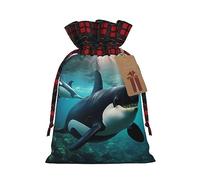 Bolsas de regalo con diseño de ballenas asesinas que nadan a lo largo de las festividades - Elegantes, únicas y personalizadas, bolsas de regalo reutilizables con cordón