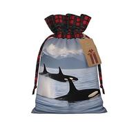 Bolsas de regalo con diseño de ballenas asesinas que nadan a lo largo de las festividades - Elegantes, únicas y personalizadas, bolsas de regalo reutilizables con cordón