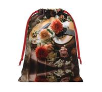 Bolsas de regalo con diseño de flores y guitarra, con cordón, para fiestas, regalos especiales para caramelos, bodas, Navidad