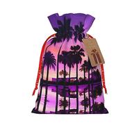Bolsas de regalo con estampado de atardeceres morados de palmera, bolsas de regalo para celebraciones, reutilizables para cumpleaños y eventos especiales