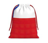Bolsas de regalo con estampado de bandera de Chile de varios tamaños, bolsas de regalo con cordón para mujeres, Navidad, cumpleaños, reutilizables