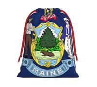 Bolsas de regalo con estampado de bandera del estado de Maine, varios tamaños, bolsas de regalo con cordón para mujeres, Navidad, cumpleaños, reutilizables
