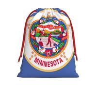 Bolsas de regalo con estampado de bandera del estado de Minnesota, varios tamaños, bolsas de regalo con cordón para mujeres, Navidad, cumpleaños, reutilizables