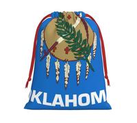 Bolsas de regalo con estampado de bandera del estado de Oklahoma, varios tamaños, bolsas de regalo con cordón para mujeres, Navidad, cumpleaños, reutilizables