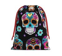 Bolsas de regalo con estampado de calavera de azúcar, colección de bolsas de regalo con cordón para mujeres, Navidad, cumpleaños, reutilizables