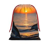 Bolsas de regalo con estampado de delfines de puesta de sol, colección de bolsas de regalo con cordón para mujeres, Navidad, cumpleaños, reutilizables