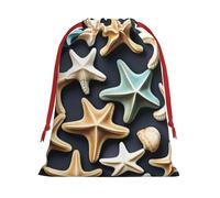 Bolsas de regalo con estampado de estrellas de mar de conchas, colección de bolsas de regalo con cordón para mujeres, Navidad, cumpleaños, reutilizables