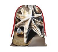 Bolsas de regalo con estampado de estrellas de mar de conchas de playa, colección de bolsas de regalo con cordón para mujeres, Navidad, cumpleaños, reutilizables