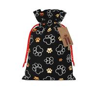 Bolsas de regalo con estampado de huellas de perro, con cordón de Navidad, bolsas de envoltura de Navidad, lazos de cinta, etiquetas, bolsa de fiesta de Navidad