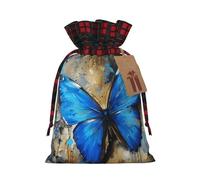 Bolsas de regalo con estampado de mariposas azules, bolsas con cordón, ecológicas, para aniversarios