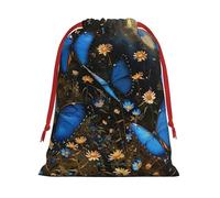 Bolsas de regalo con estampado de mariposas azules, varios tamaños, bolsas de regalo con cordón para mujeres, Navidad, cumpleaños, reutilizables