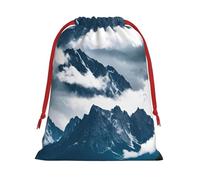 Bolsas de regalo con estampado de paisaje con montañas y nubes, varios tamaños, bolsas de regalo con cordón para mujeres, Navidad, cumpleaños, reutilizables