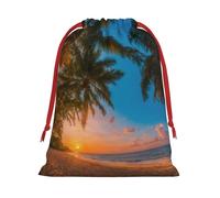Bolsas de regalo con estampado de palmera hawaiana de atardecer, colección de bolsas de regalo con cordón para mujeres, Navidad, cumpleaños, reutilizables