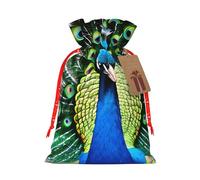 Bolsas de regalo con estampado de pavo real fresco, reutilizables para celebraciones de invierno, regalos de fiesta, bolsas de regalo