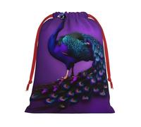 Bolsas de regalo con estampado de pavo real morado, varios tamaños, bolsas de regalo con cordón para mujeres, Navidad, cumpleaños, reutilizables