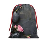 Bolsas de regalo con estampado de piedras y rosas de spa de varios tamaños, bolsas de regalo con cordón para mujeres, Navidad, cumpleaños, reutilizables
