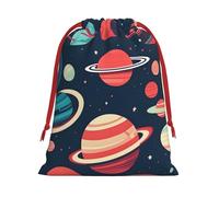 Bolsas de regalo con estampado de planetas del espacio exterior, colección de bolsas de regalo con cordón para mujeres, Navidad, cumpleaños, reutilizables