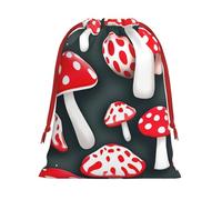 Bolsas de regalo con estampado de setas rojas y blancas, varios tamaños, bolsas de regalo con cordón para mujeres, Navidad, cumpleaños, reutilizables