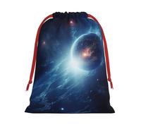 Bolsas de regalo con estampado de sistema solar, varios tamaños, bolsas de regalo con cordón para mujeres, Navidad, cumpleaños, reutilizables
