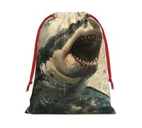 Bolsas de regalo con estampado de tiburón, varios tamaños, bolsas de regalo con cordón para mujeres, Navidad, cumpleaños, reutilizables