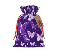 Bolsas de regalo con estampado floral de mariposas moradas, bonitas y elegantes empaquetadas con cordón