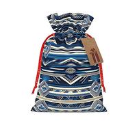 Bolsas de regalo con estampado tribal maorí polinesio azul de varios tamaños, bolsas de regalo para celebraciones, reutilizables para cumpleaños y eventos especiales