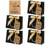 Bolsas de regalo de 5 sentidos con etiquetas para él o ella y 1 etiqueta "I Love You with All My Senses", regalo para novio, novia, marido, esposa, bolsas de regalo de 7.5 pulgadas para aniversario,