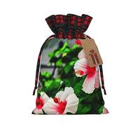 Bolsas de regalo de arpillera artísticas de flores de hibisco, bolsas de regalo de tela premium para vacaciones y celebraciones