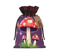 Bolsas de regalo de arpillera artísticas de hongos rojos mágicos, bolsas de regalo de tela premium para vacaciones y celebraciones