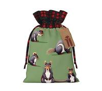 Bolsas de regalo de arpillera con cordón de ardilla roja, bolsas de regalo de tela premium, ideales para cualquier ocasión